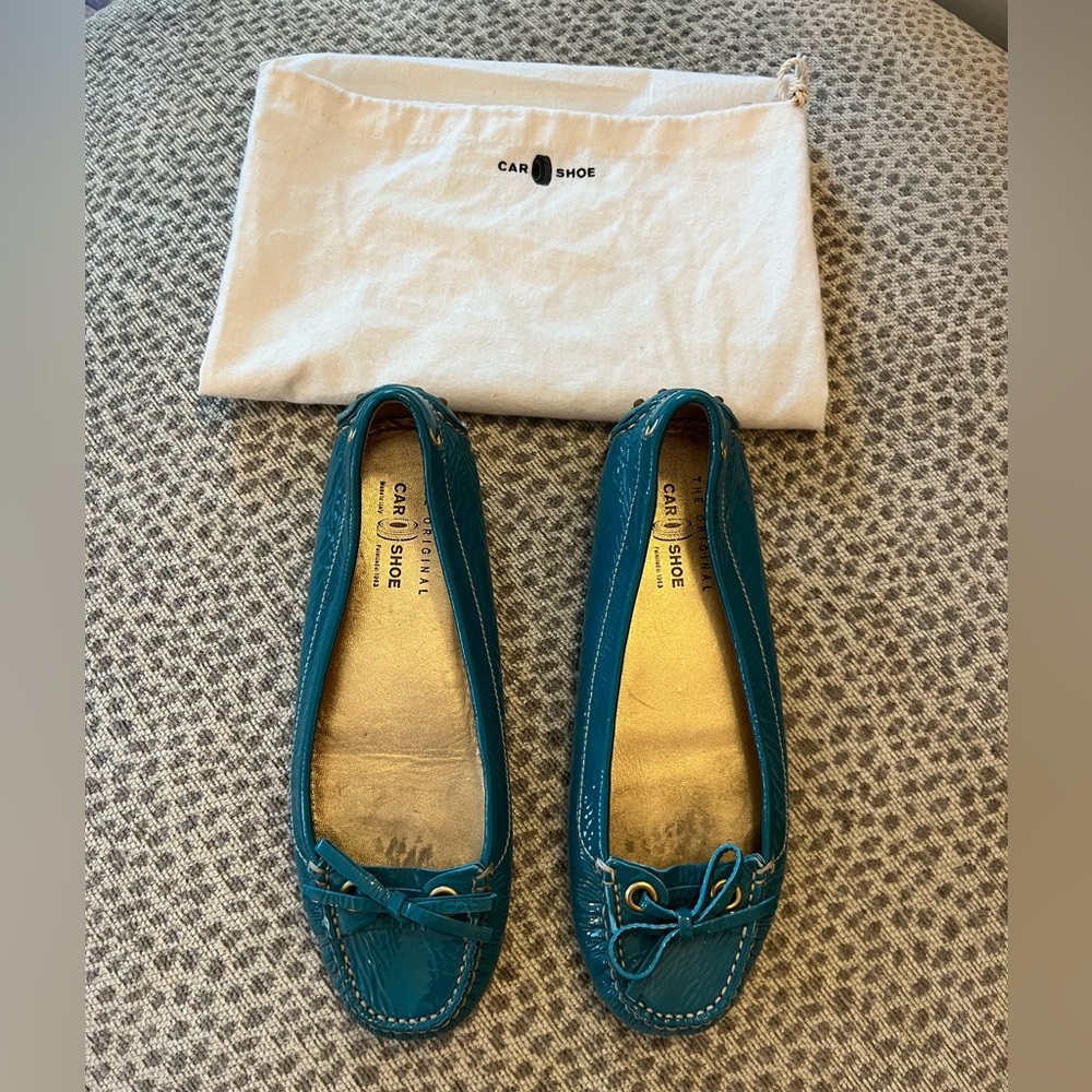 Original Car Shoe turquoise patent leather